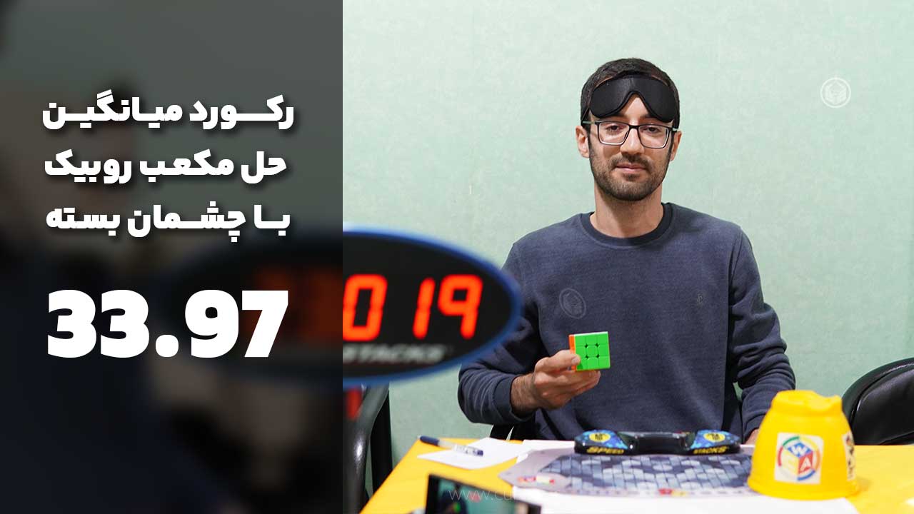 رضا قربانی رکورددار حل مکعب روبیک با چشم بسته ایران - مسابقهHoosinoo Quiet Day 2024